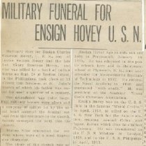 Military Funeral for Ensign Hovey U.S.N [newspaper article]
Tells How Ensign Hovey Was Slain in Philippines [newspaper article]